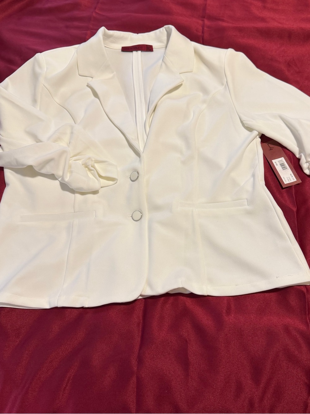 Love Scarlett Women’s White Tailored Blazer — Two-Button Notch Lapel Jacket